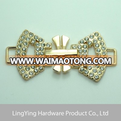 Fujian LINGYING factory new design rhinestone decorative metal buckles for swimwear