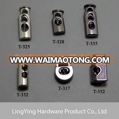 Fujian produced factory direct sale 2 holes or one hole gunmetal polished stopper & cord lock